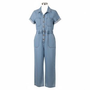 Giani Bini Light Denim Pantsuit Short Sleeve Women M Baggy Twee Indie Cottagecor